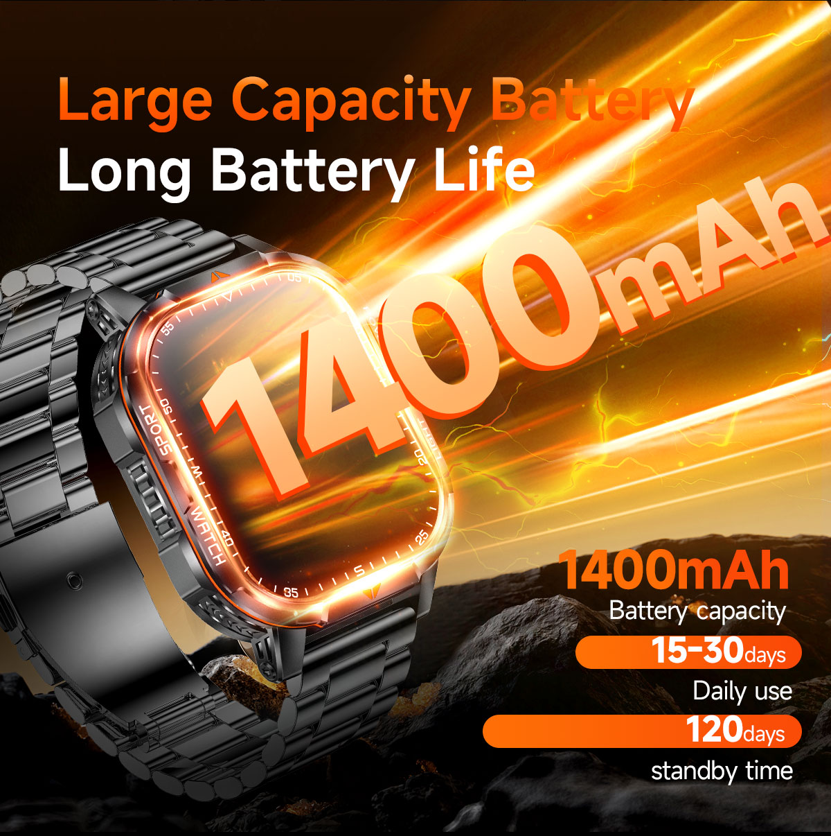 2026 New 1400mAh Super Large B - Outdoor Sport Smart Watch ulasan dan harga